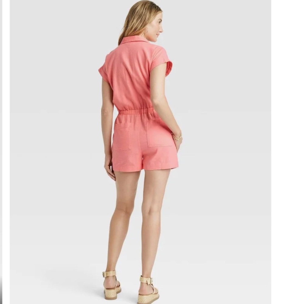 Women’s Short Sleeve Romper - Universal Thread - Coral Pink - Picture 2 of 4